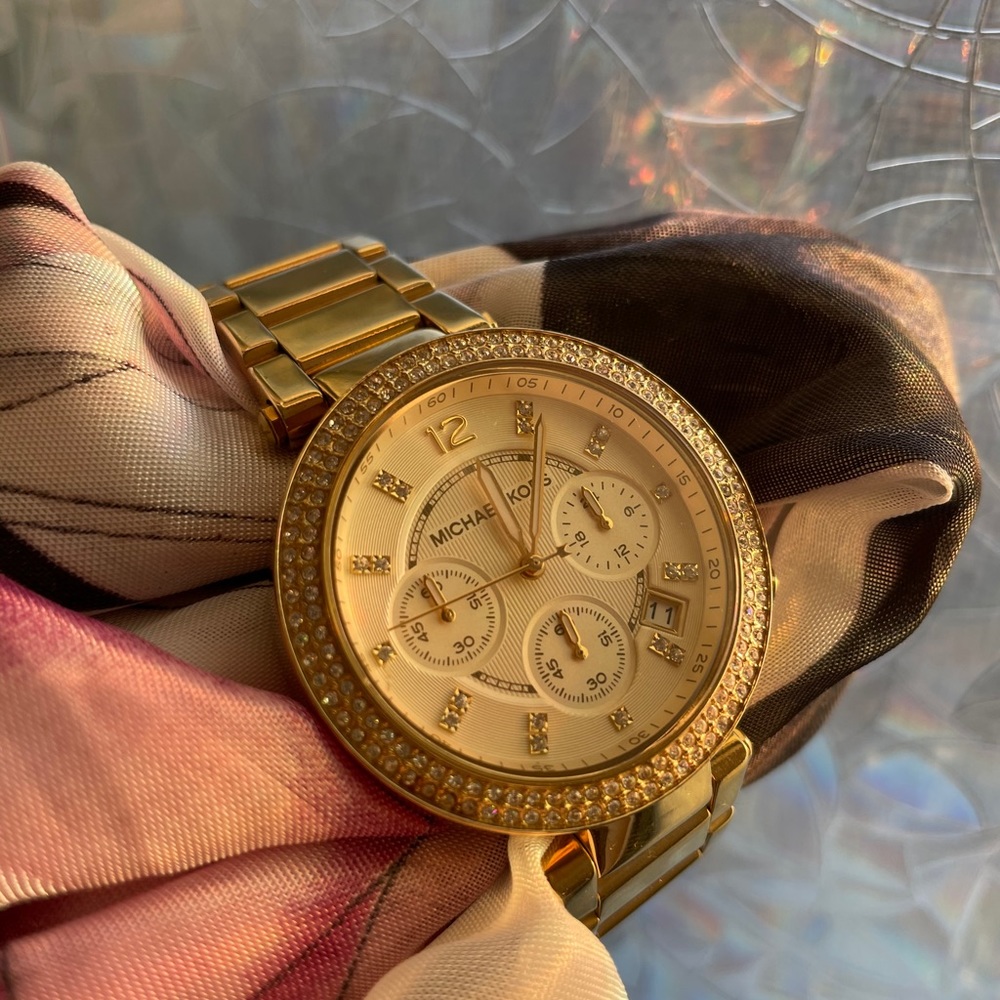 Michael Kors Parker Wrist Watch w/ Box Gold Tone